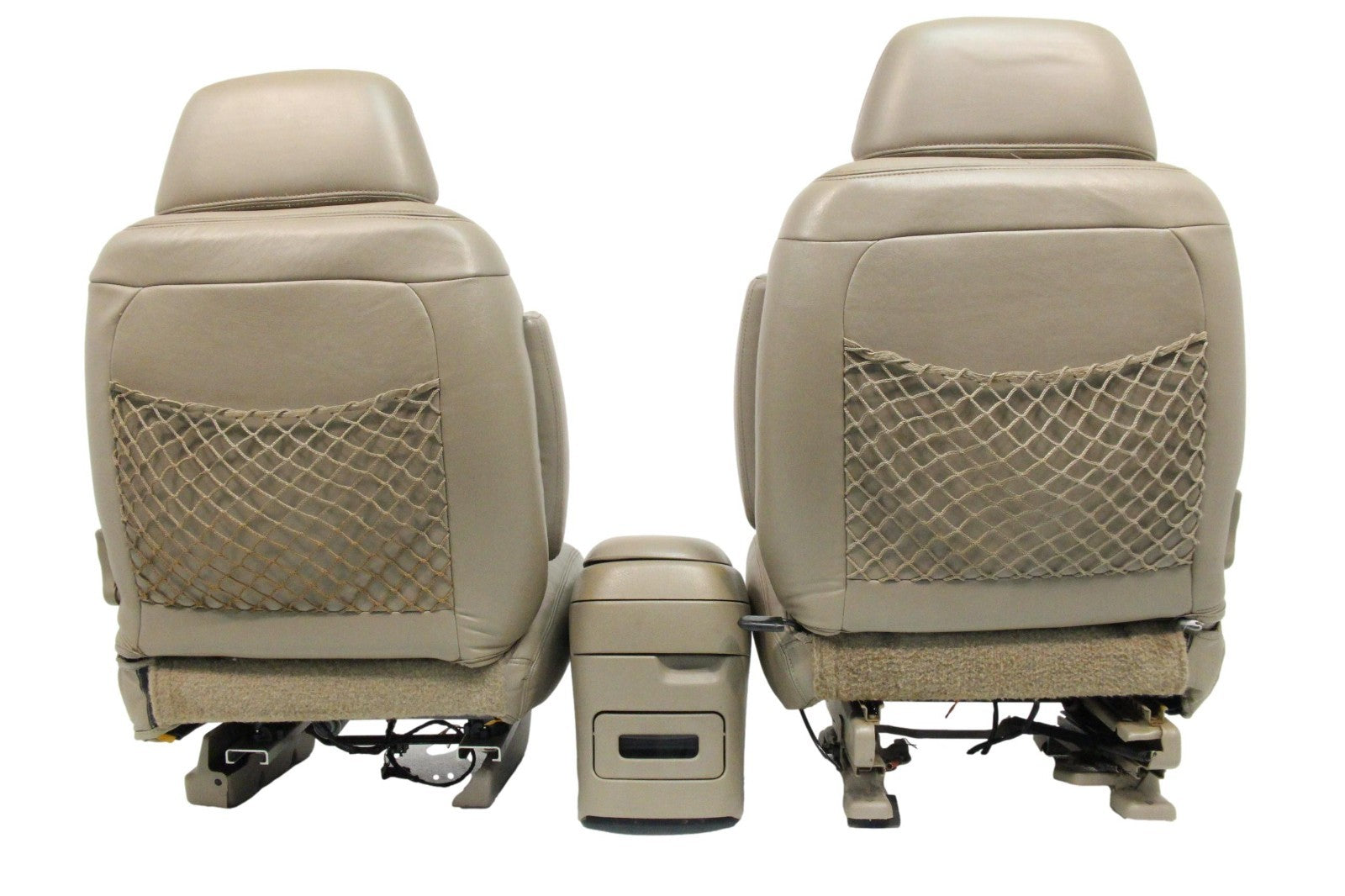 1995-2000 Chevy Front Seats & Console, Neutral Tan Power Leather, GMT400 C/K