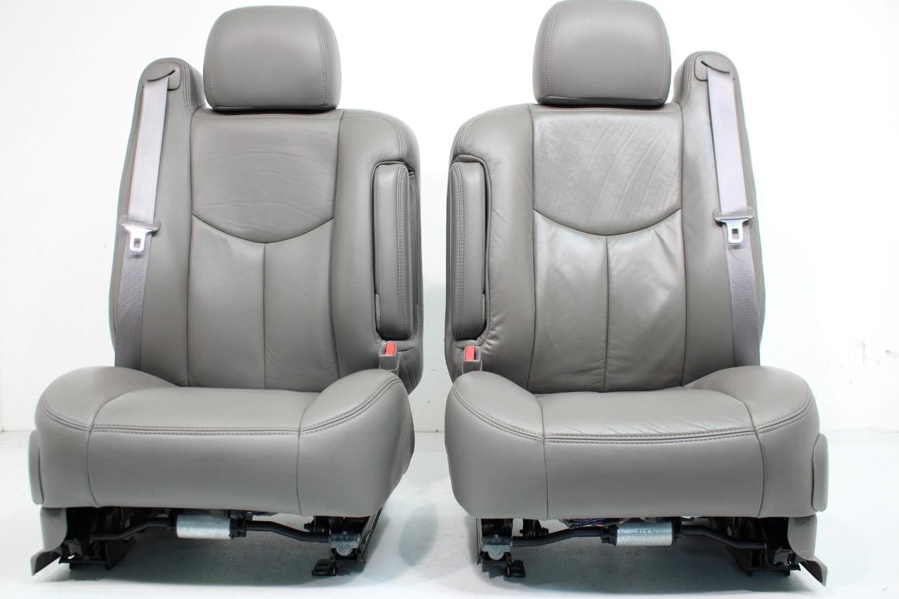 99-06 Chevy Silverado Sierra Tahoe Yukon Seats, Pewter Gray Leather Power Heated