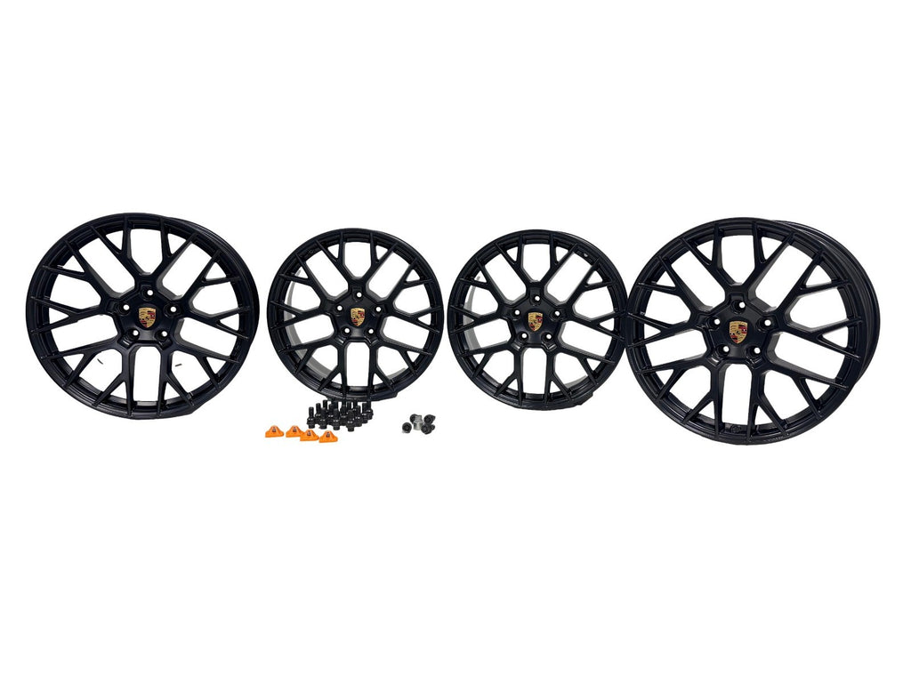 Porsche 911 992 RS Spyder Design 20"/21" Staggered Wheel Set Black w/ TPMS Lugs