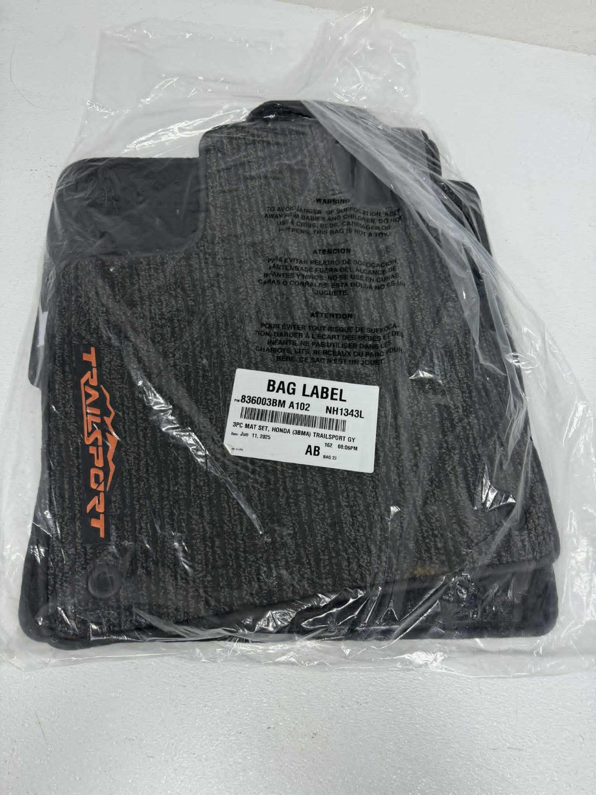 2026 - 2027 Genuine Honda Passport Floor Mats Set, TrailSport Black Orange OEM