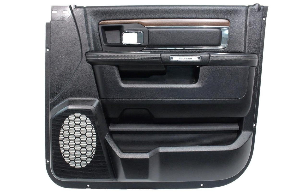 2013-2018 Ram Crew Cab Door Panel Set, Laramie Black Leather & Wood w/ Switches