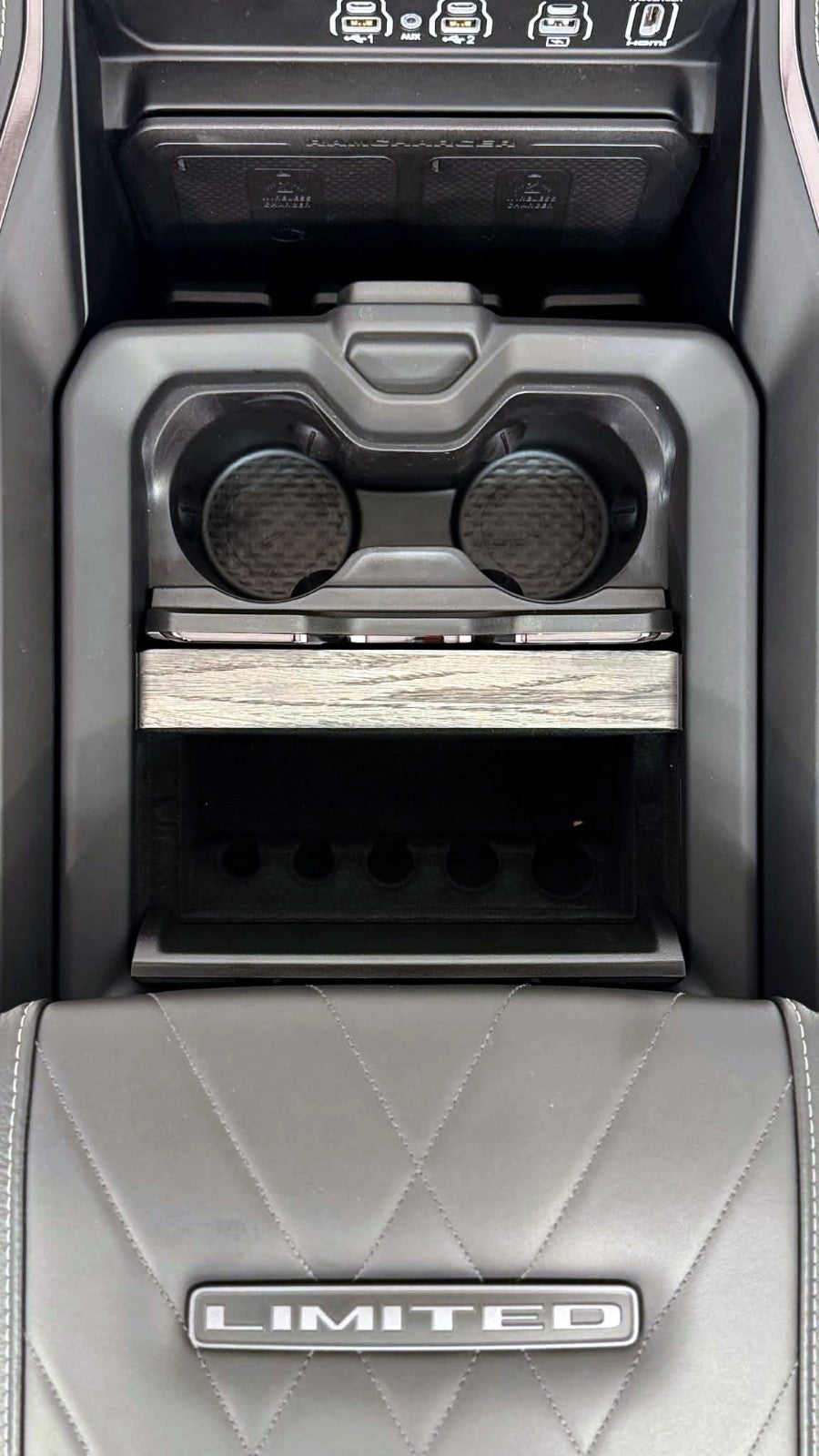 2019 - 2026 DT Ram 1500 Center Console Black Leather LIMITED w/ Wireless Charger
