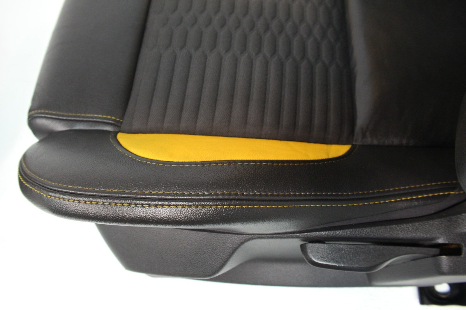 2012 - 2018 Ford Focus Recaro Seats Set, Black Leather w/ Tangerine Orange Cloth