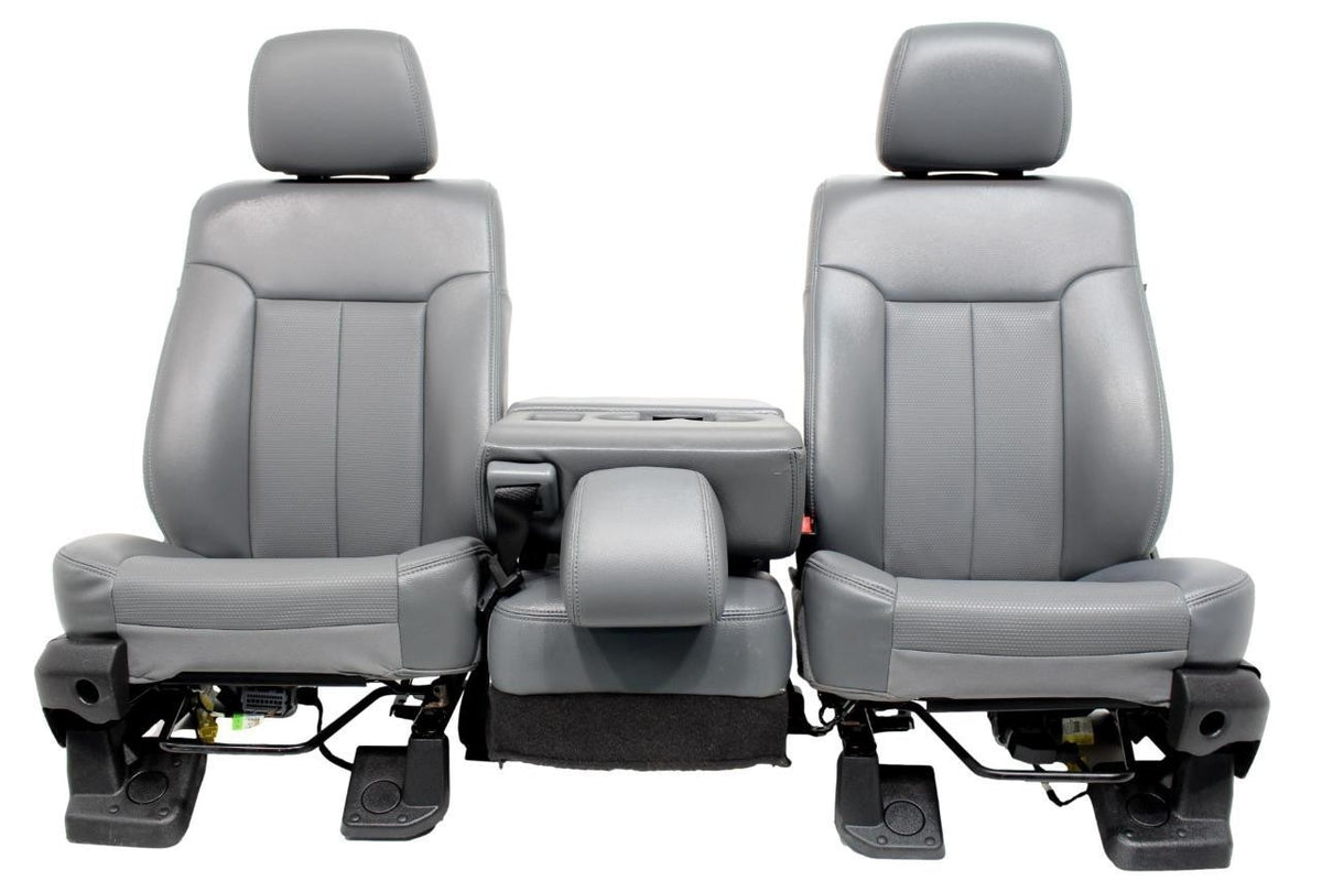 1999 - 2016 Ford Super Duty Front Seats, XL Steel Gray Vinyl Bench w/ Jumpseat