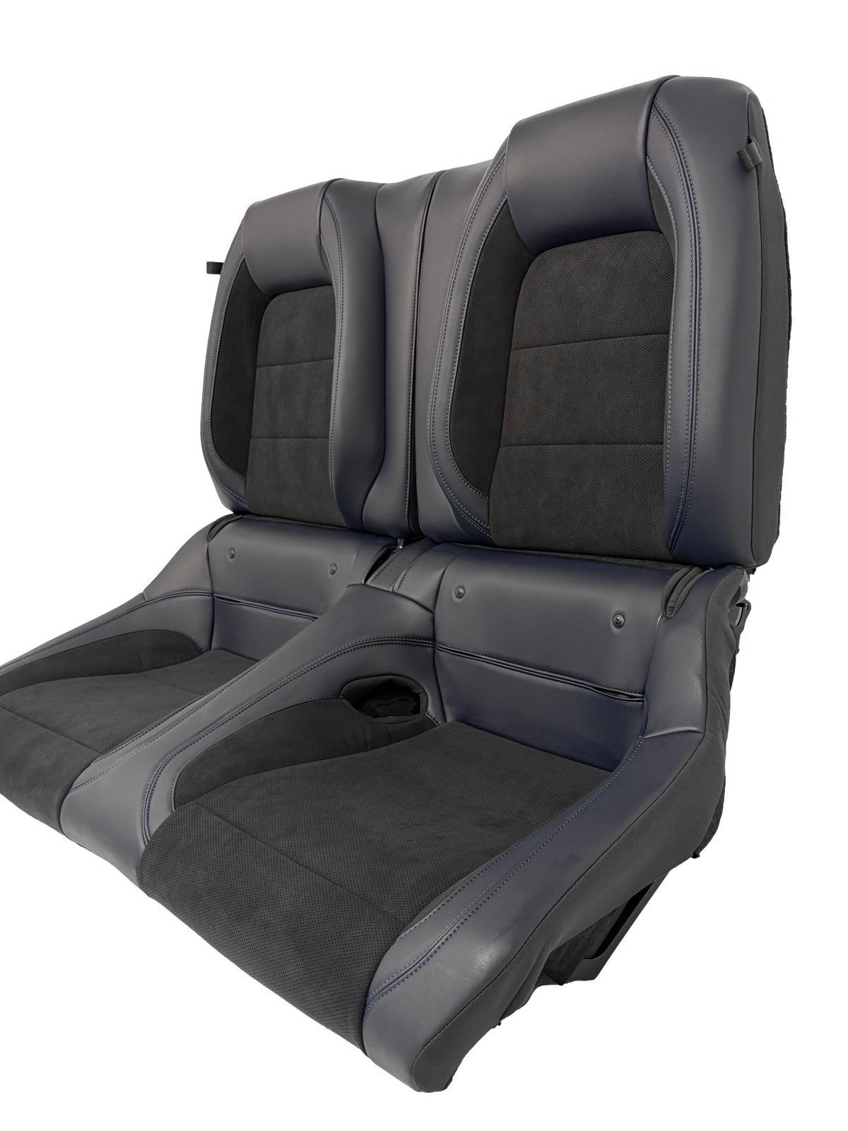 24-26 Mustang Dark Horse Coupe Seats Set, Black Indigo Blue Leather Suede