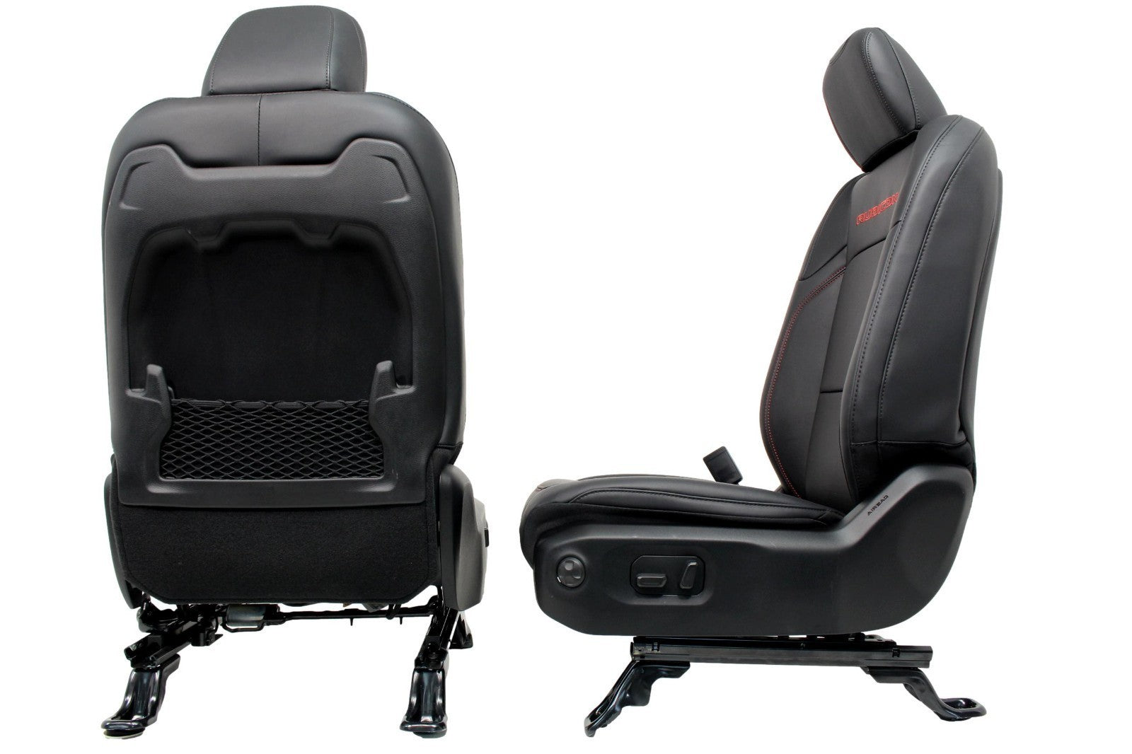 2018 - 2026 Jeep Wrangler Seats Set, JKU 4Dr Rubicon Black Nappa Leather w/ Red