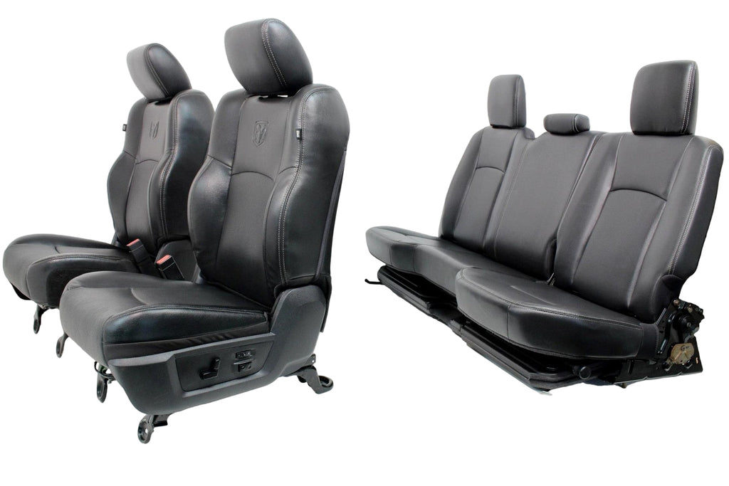 09-18 Dodge Ram 1500 2500 Quad Cab Seats Heated Ventilated Leather Set Black