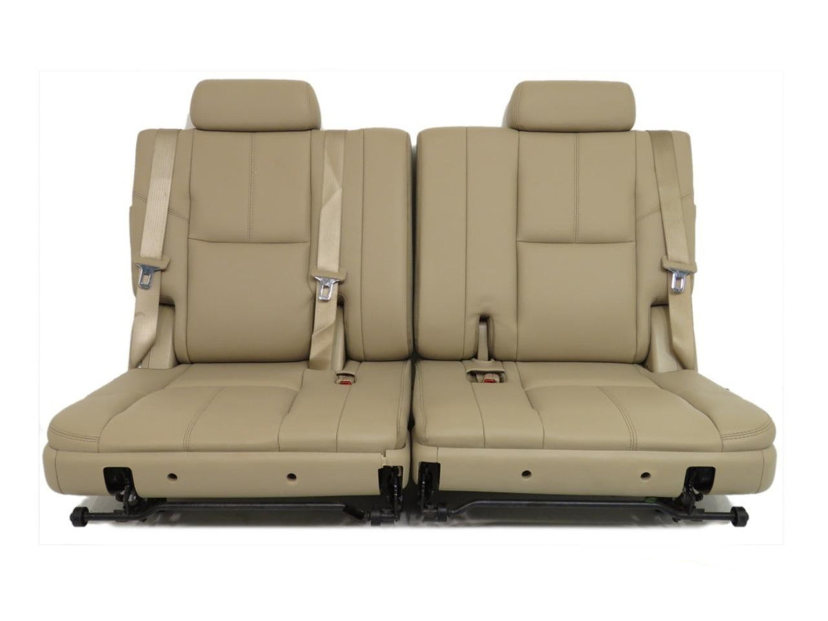 2007 - 2014 GMC Yukon Chevy Suburban Tahoe Third Row Seat, LT Tan Leather Pair
