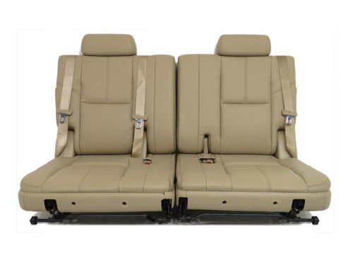 2007 - 2014 GMC Yukon Chevy Suburban Tahoe Third Row Seat, LT Tan Leather Pair