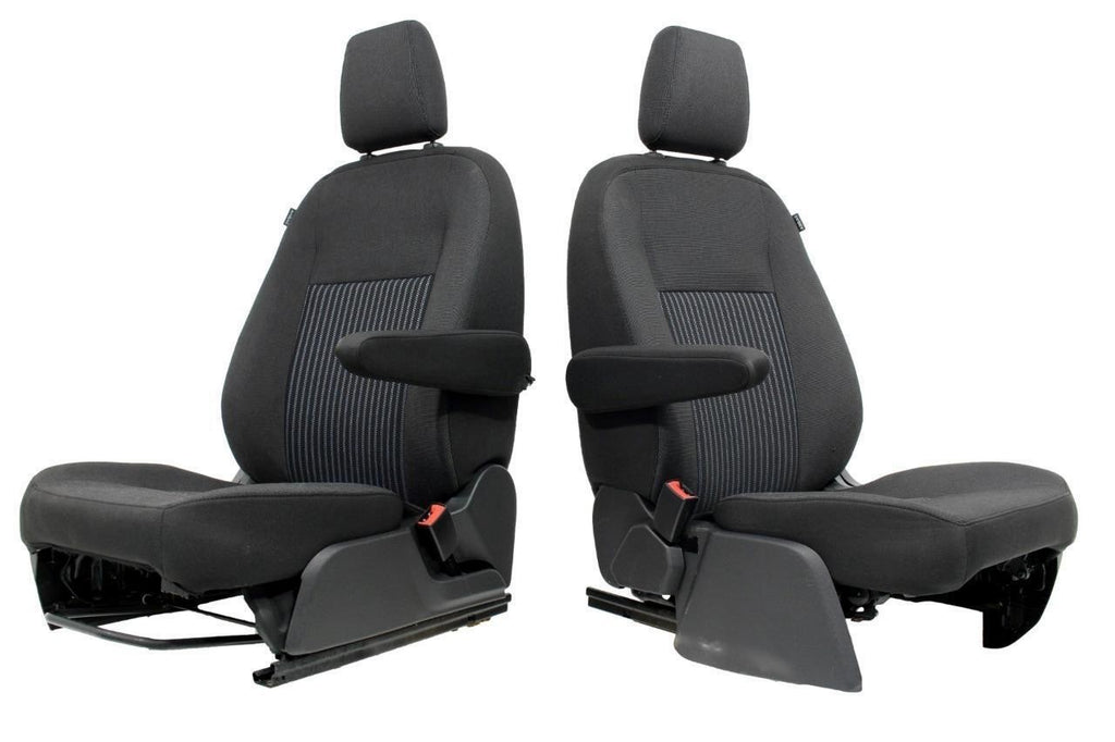 2015 - 2026 Ford Transit Front Seats, Charcoal Cloth w/ Heated Power Driver Seat
