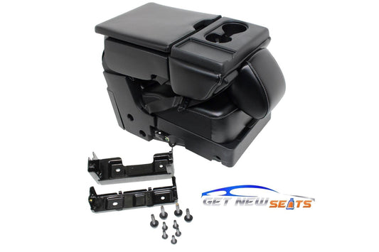 2015 - 2024 Ford F150 F250 Super Duty Jump Seat Center Console Black Leather Kit