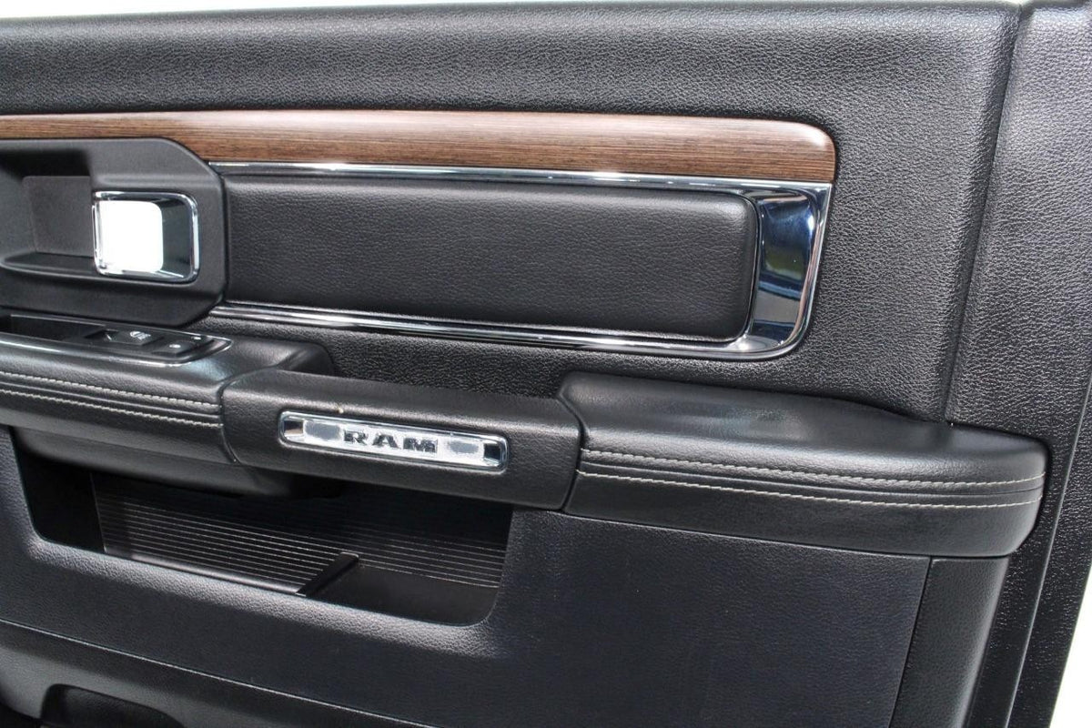 2013-2018 Ram Crew Cab Door Panel Set, Laramie Black Leather & Wood w/ Switches