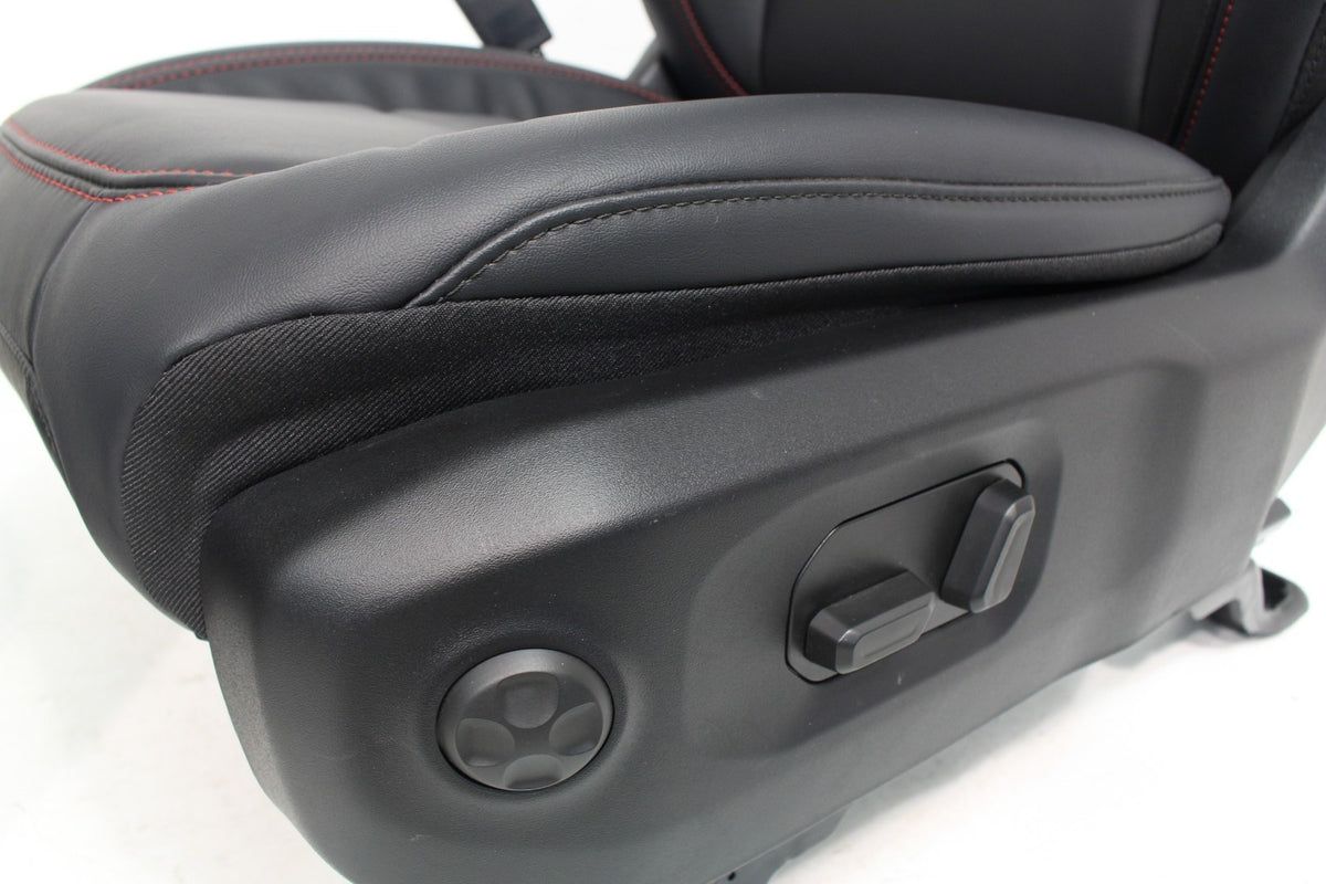 Jeep JLU 4-Dr Wrangler Seats Set, Rubicon Black Nappa Leather Powered Red Stitch