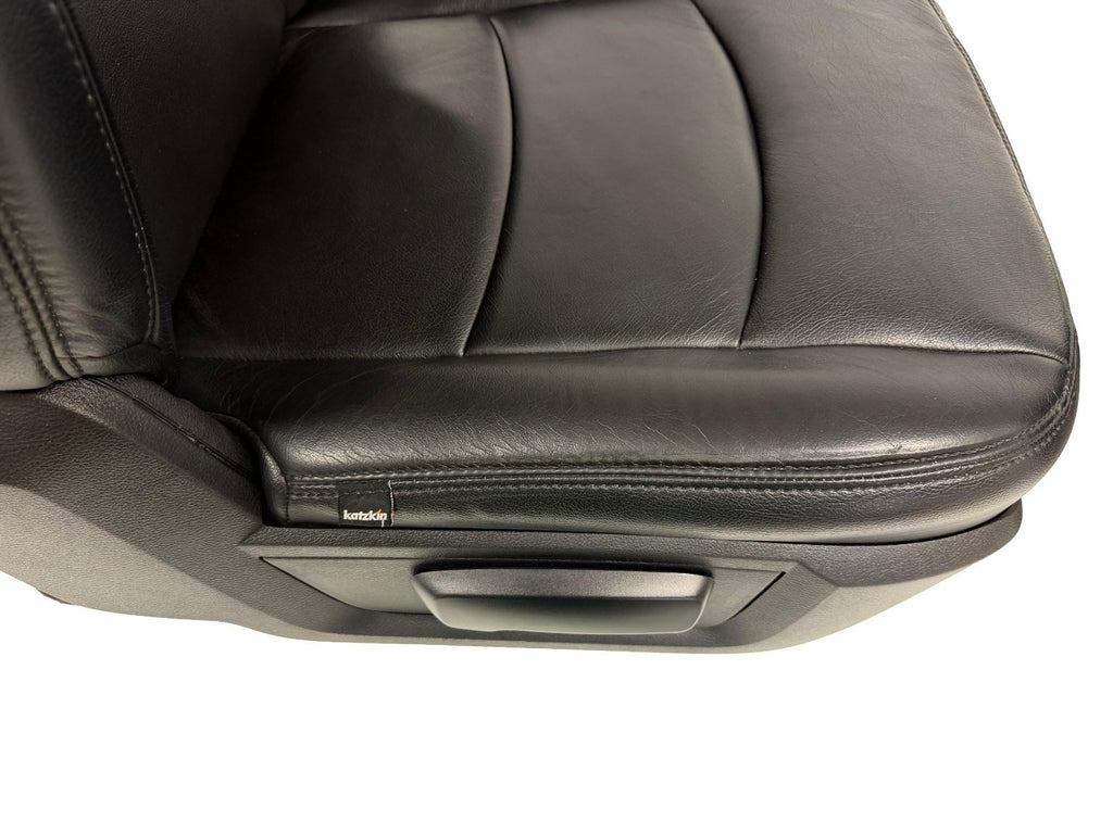 2002 - 2018 Dodge Ram Seats Set, Crew Cab Katzkin Black Leather Powered Heated