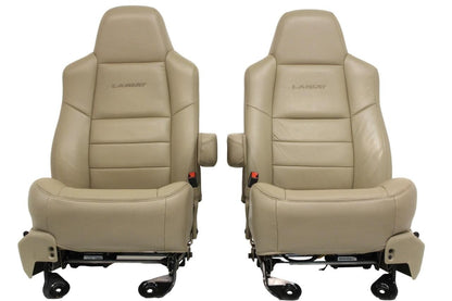 99-10 Ford F250 F350 Excursion Seats Tan Leather Power Front Bench Super Duty