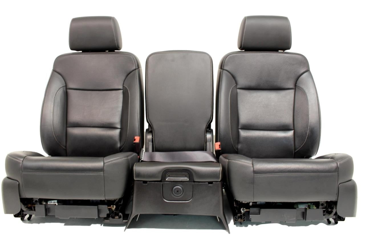 2014 - 19 Chevy Silverado GMC Sierra Black Leather Folding Jump Seat Console Kit