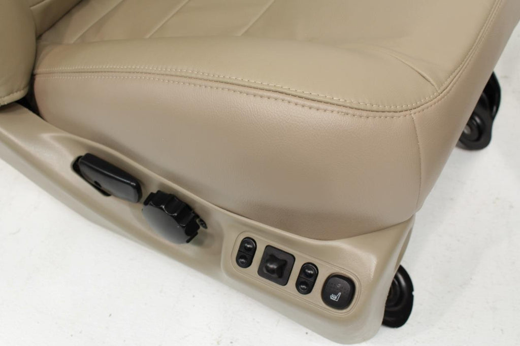 1999 - 2007 Ford Super Duty Crew Seats Set, Power Heat Bucket Tan Leather Lariat