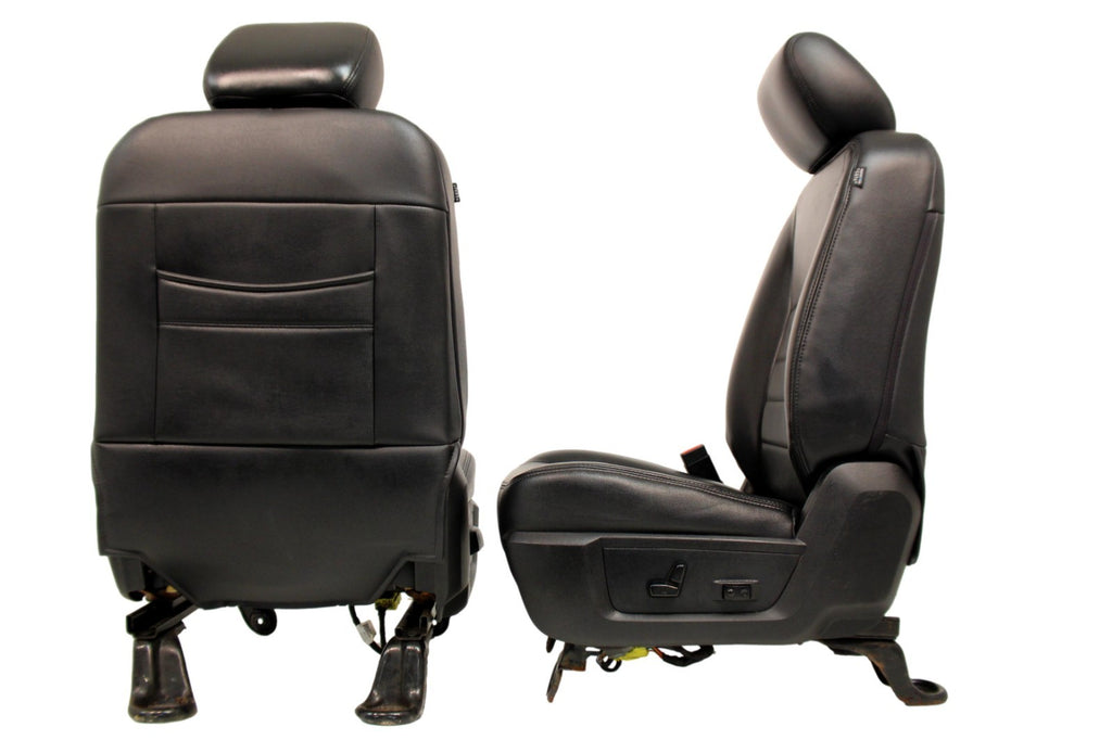 2002 - 2018 Dodge Ram Seats Set, Crew Cab Roadwire Black Leather w/ Power Driver