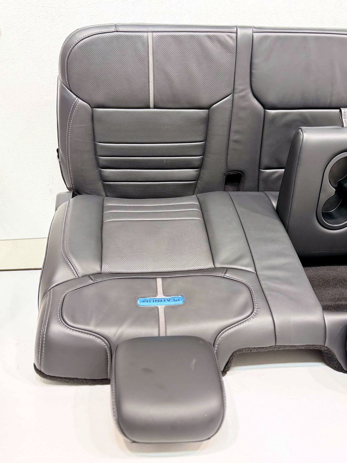 2021 - 2026 Ford F-Series Crew Cab Back Seat, Platinum Black Leather Gray Stripe