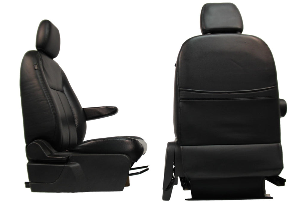 2015 - 2026 Ford Transit Front Seats, Black Leather w/ Heated Power Driver Seat