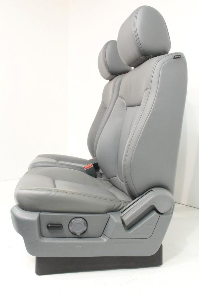2009 - 2014 Ford F150 Front Seats, XLT Steel Gray Leather w/ Power Driver Seat