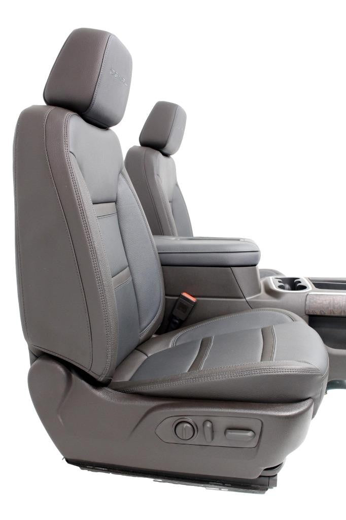 20-22 Sierra Denali Leather Seats Heated Cooled Door Panels Console, Brown Blue