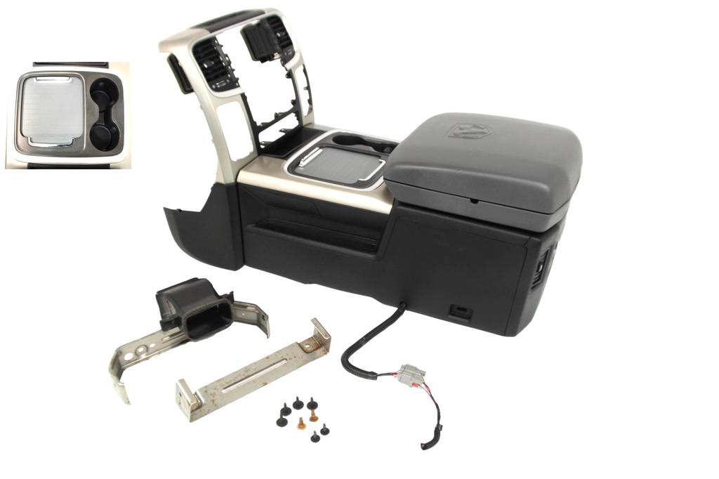 2013 - 2018 Dodge Ram Center Console Custom w/ Bezel, Install Brackets & Bolts