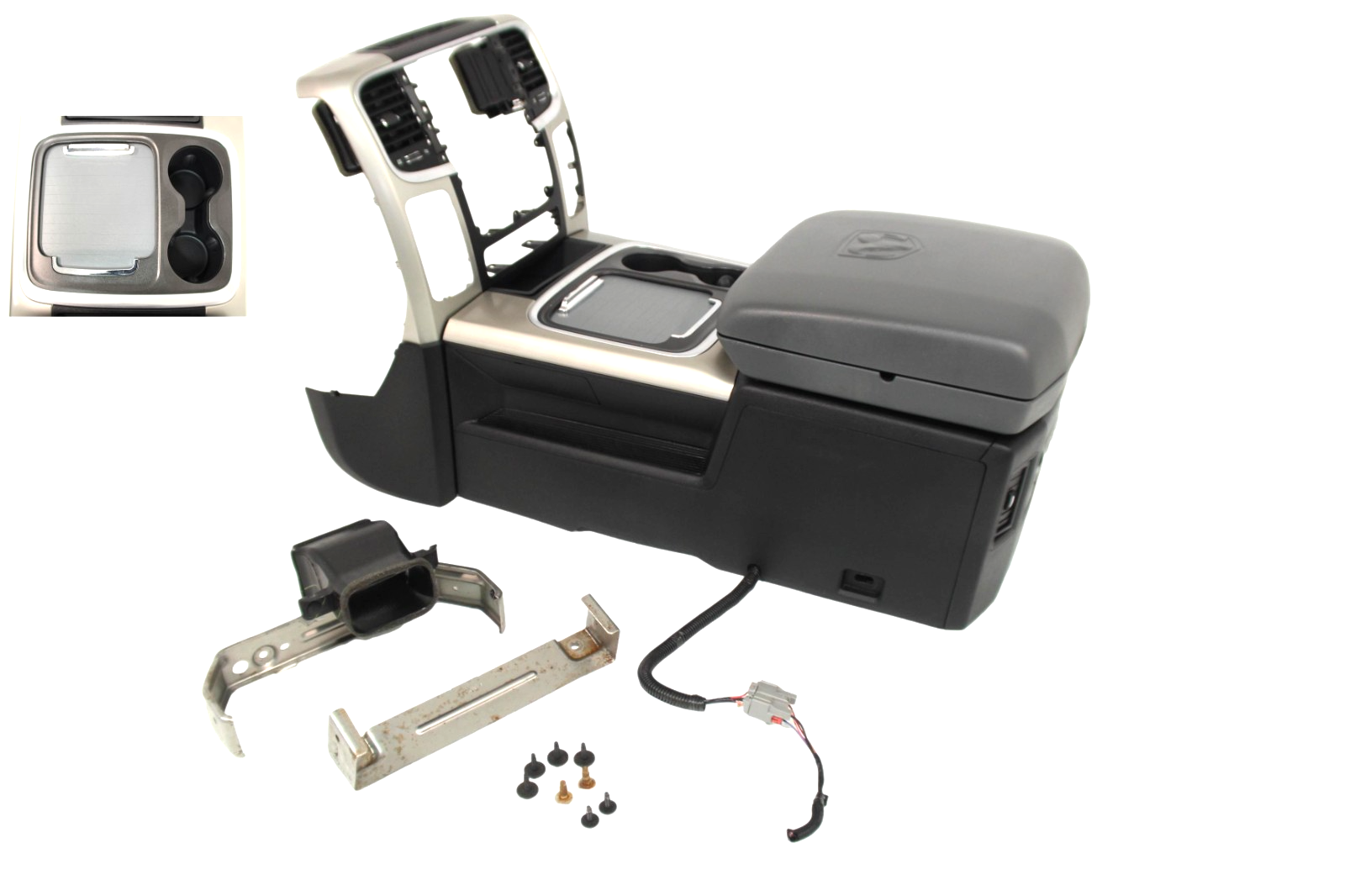 2013 - 2018 Dodge Ram Center Console Custom w/ Bezel, Install Brackets & Bolts