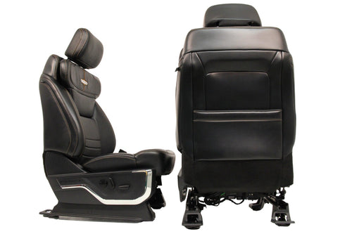 2023 + Ford Super Duty Platinum Front Seats, Black Leather Max Recline Massaging