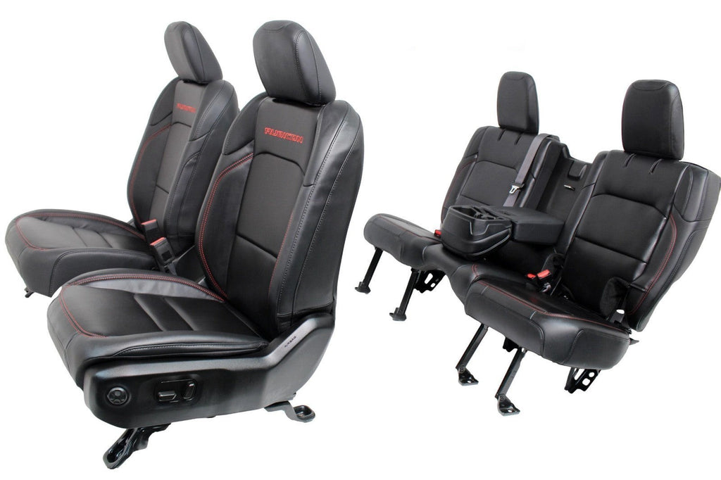 2018 - 2026 Jeep Wrangler Seats Set, JKU 4Dr Rubicon Black Nappa Leather w/ Red