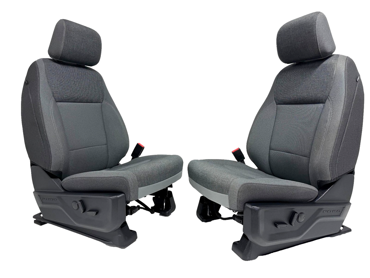 2021-2026 Ford F-150 Front Seats, XLT Mid 302A Gray Cloth OEM Dual Power Heated