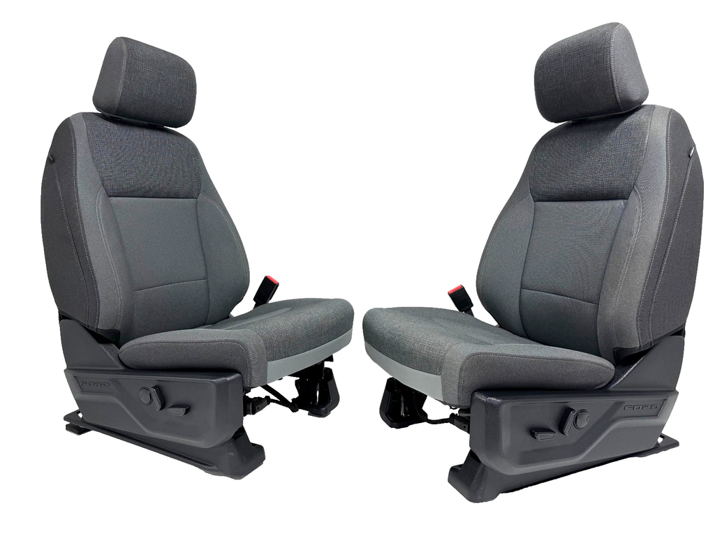 2021-2026 Ford F-150 Front Seats, XLT Mid 302A Gray Cloth OEM Dual Power Heated
