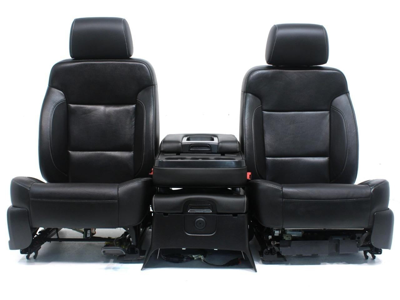 2014 - 2019 GM Sierra Silverado LT Front Seats, Power Black Leather, w/ Jumpseat