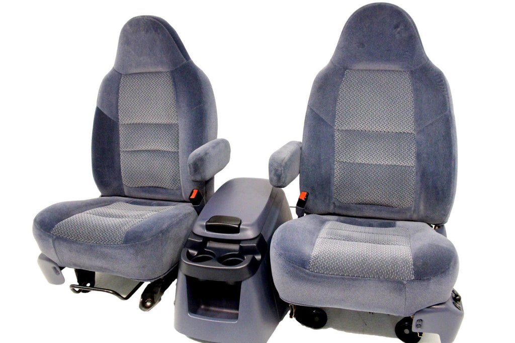 1999 - 2007 Ford Super Duty Front Bucket Seats, Denim Blue Cloth Fits 73+ Trucks
