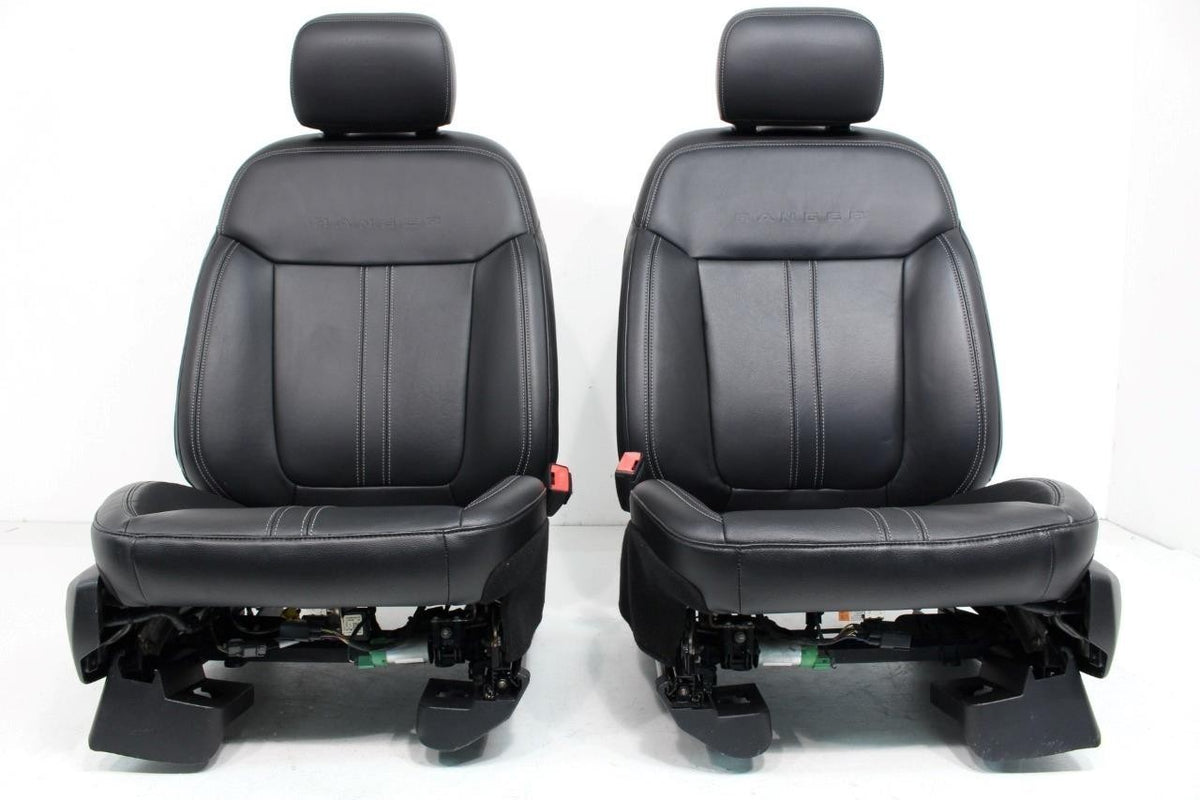 2019 - 2023 Ford Ranger Seat Set, Lariat Heated Black Leather Front & Rear OEM
