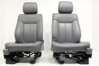 2009 - 2014 Ford F150 Front Seats, XLT Steel Gray Leather w/ Power Driver Seat