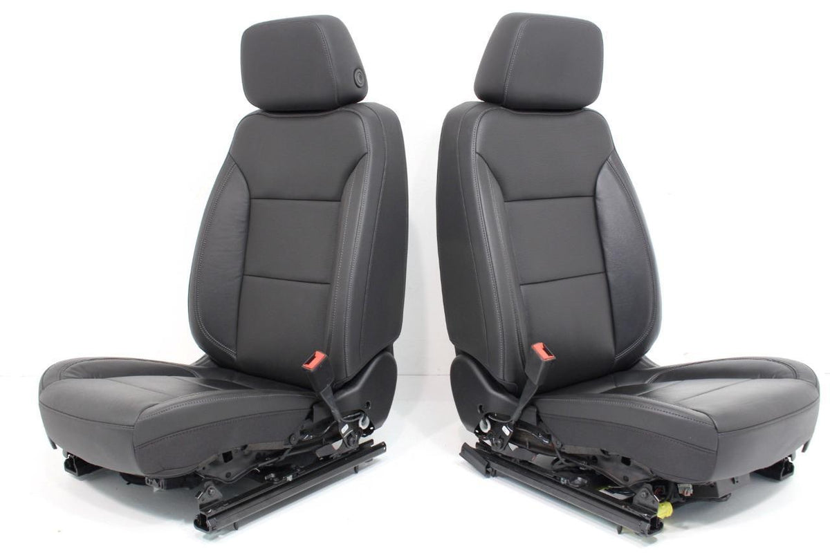 19-22 Silverado Sierra Heated Cooled Black Leather Seats Front & Rear Set OEM
