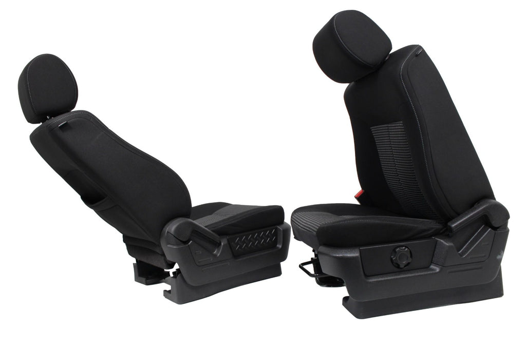 2009 - 2014 Ford F150 Front Seats, XL Black Gray Two-Tone Cloth, w/ Lumbar