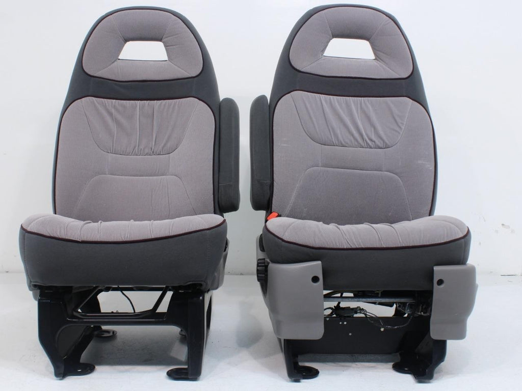 Ford Econoline Front Bucket Seats, Powered Gray Cloth w/ Folding Armrests, 1997+