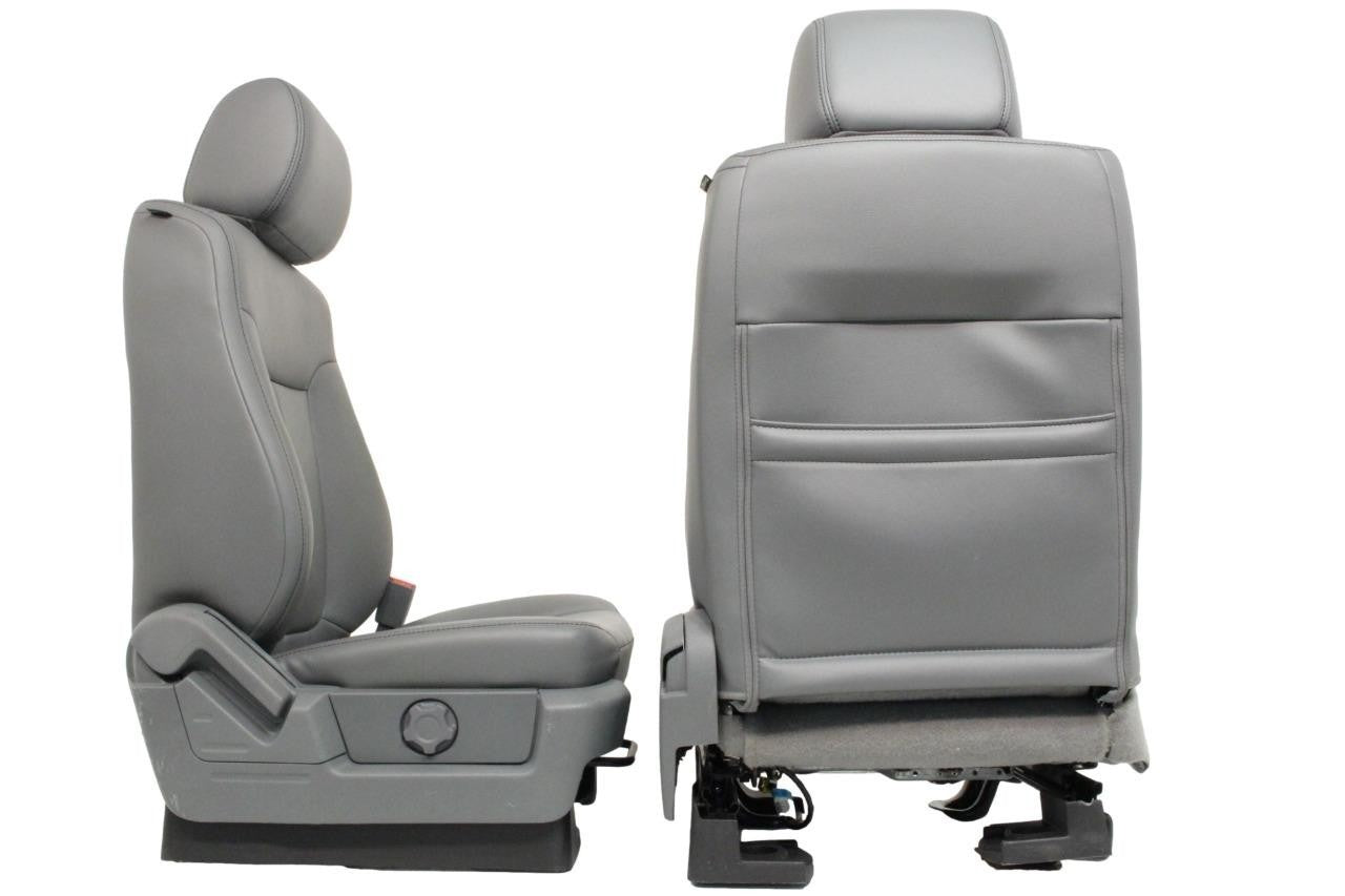 2009 - 2014 Ford F150 Front Seats, XLT Steel Gray Leather w/ Power Driver Seat