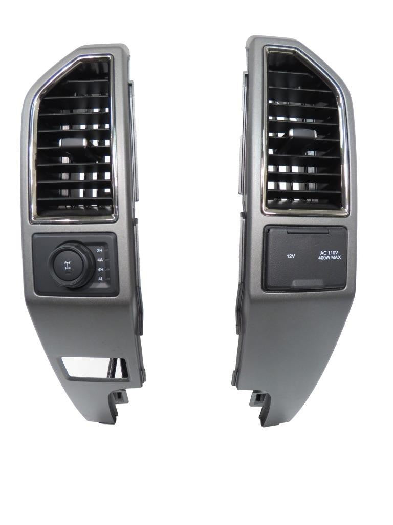 15-22 Ford Truck Center Console & Install Kit w/o Shifter - Black Vinyl XLT