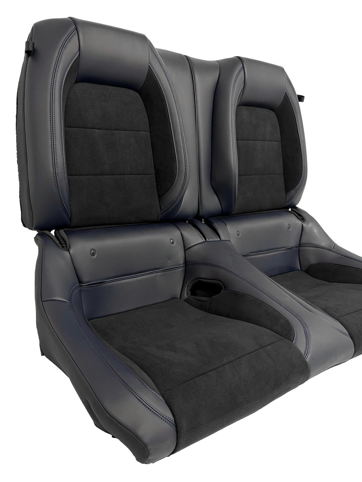 24-26 Mustang Dark Horse Coupe Seats Set, Black Indigo Blue Leather Suede