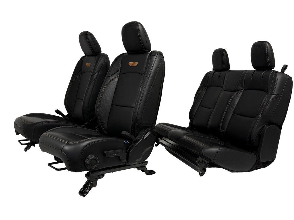 2018 - 2026 Jeep Wrangler JL Seats Set, 2-Door MOPAR Black Leather Orange Stitch