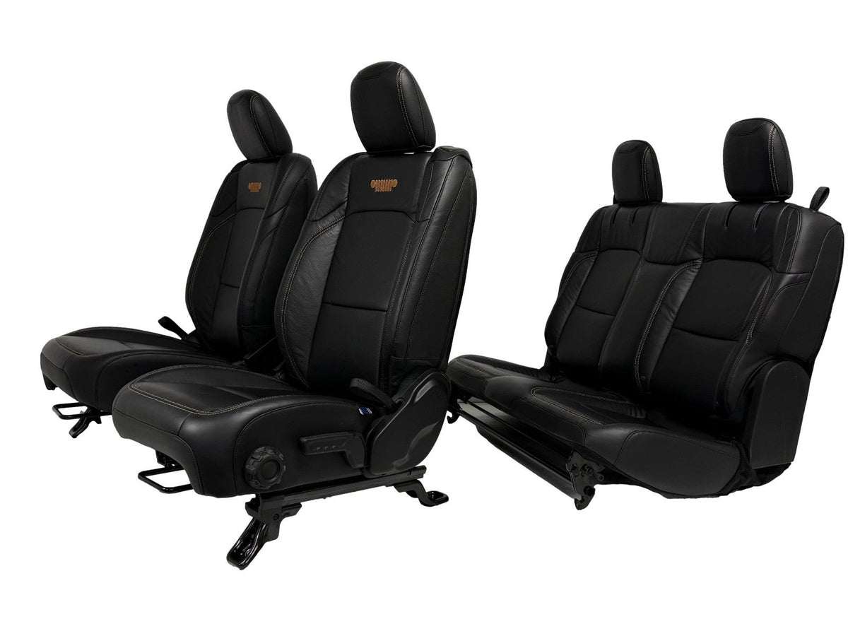 2018 - 2026 Jeep Wrangler JL Seats Set, 2-Door MOPAR Black Leather Orange Stitch