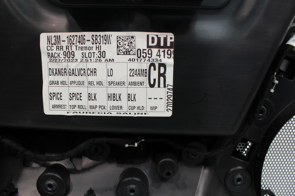 2021 - 2025 Ford F-150 Tremor Rear Passenger Door Panel | Black & Active Orange