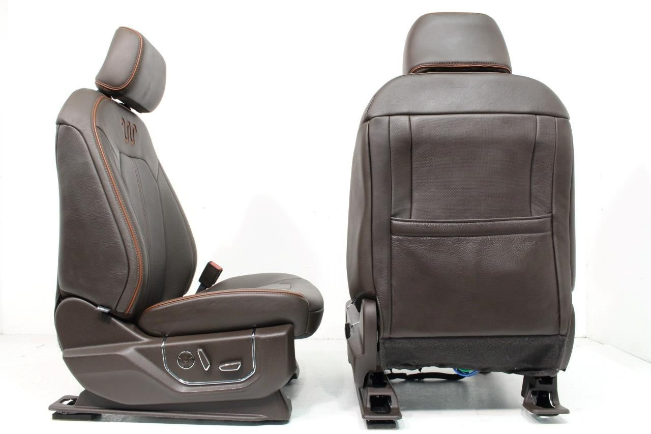 2015-2022 Ford F150 Super Duty Seats Set, King Ranch Java Brown Leather Crew Cab