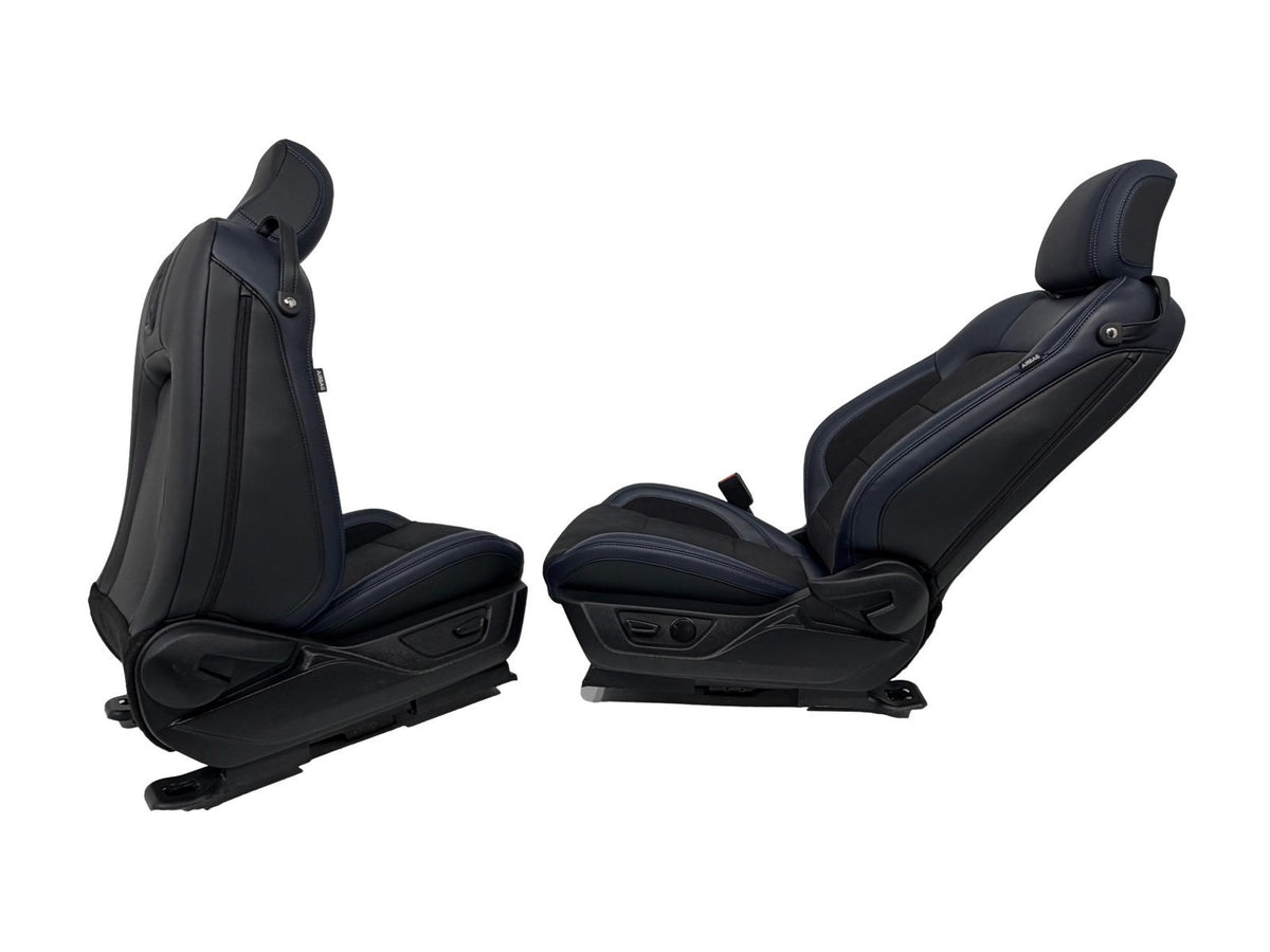 24-26 Mustang Dark Horse Coupe Seats Set, Black Indigo Blue Leather Suede