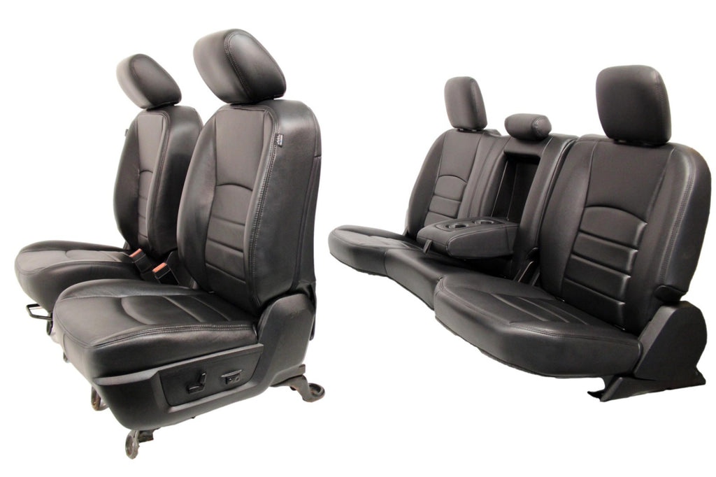 2002 - 2018 Dodge Ram Seats Set, Crew Cab Roadwire Black Leather w/ Power Driver