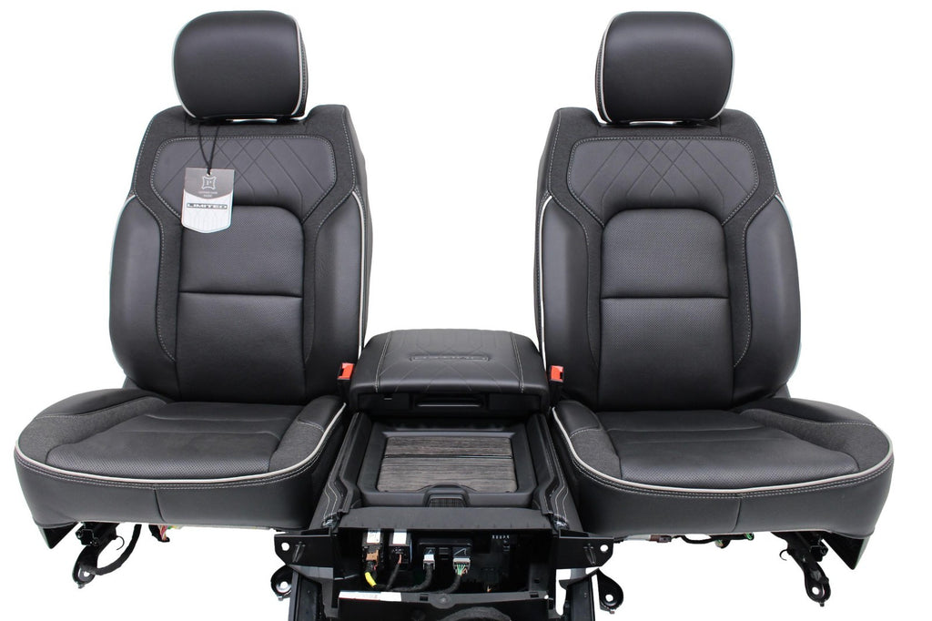 2019-2026 Ram 1500 Interior Seats Console Panels, Limited Quilted Black Leather