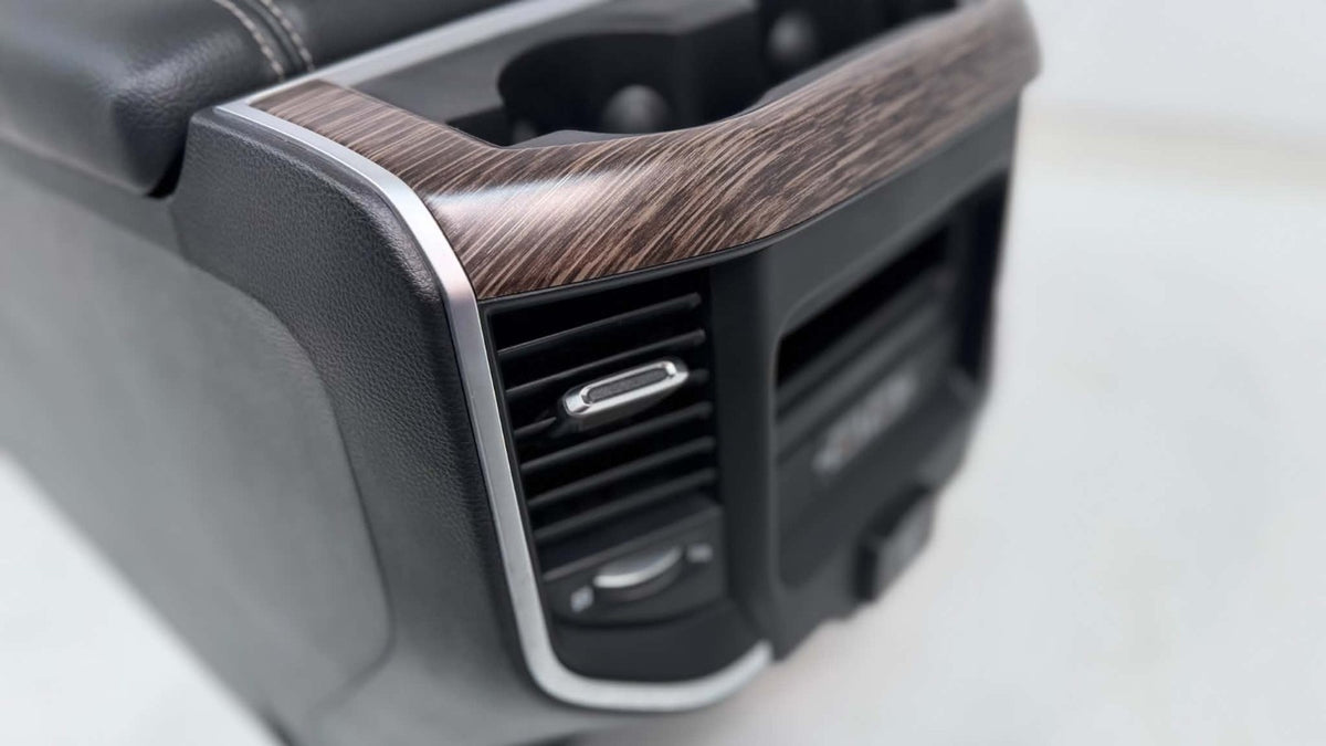 2019 - 2026 DT Ram 1500 Center Console, Black Leather, Light Bronze Trim